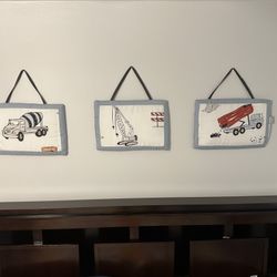 3 Construction Vehicle Wall Hangings