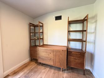 Crate & Barrel - Tate Walnut Bookcase File Cabinet + Dresser
