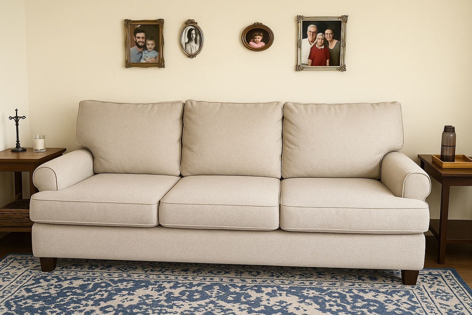 Light Beige 3-Seater Sofa โ Clean & Comfortable