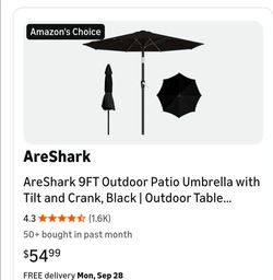 OBO!! AreShark 9FT Outdoor Patio Umbrella Black