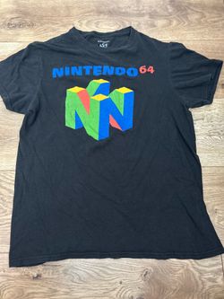 Nintendo 64 N64 boys size large Classic Logo Black Short Sleeve T-Shirt