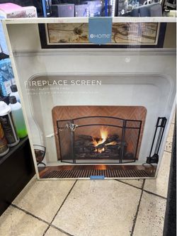 O Home Metal Fireplace Screen - Black Matte Finish (New In Box)
