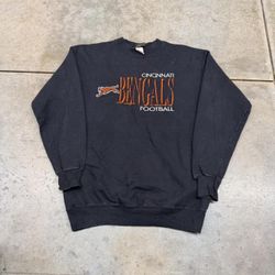 vintage cincinnati bengals football black logo athletic made in usa crewneck
