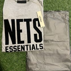 *BRAND NEW* ESSENTIALS FEAR OF GOD x NBA SHIRT NETS “GREY BLACK” M