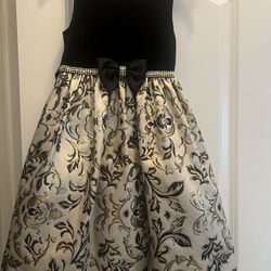 Elegant Girls Holiday/Party Dress – Black Velvet & Brocade Skirt 🎀