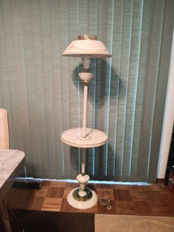 60's Era Toleware Torchiere Metal Floor Lamp