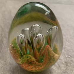 Vintage Art Abstract Flower Paperweight Crystal Class Egg Decorative Ball Antique
