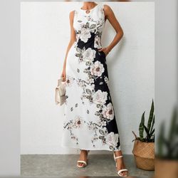 Rose Floral Maxi Tank Dress 