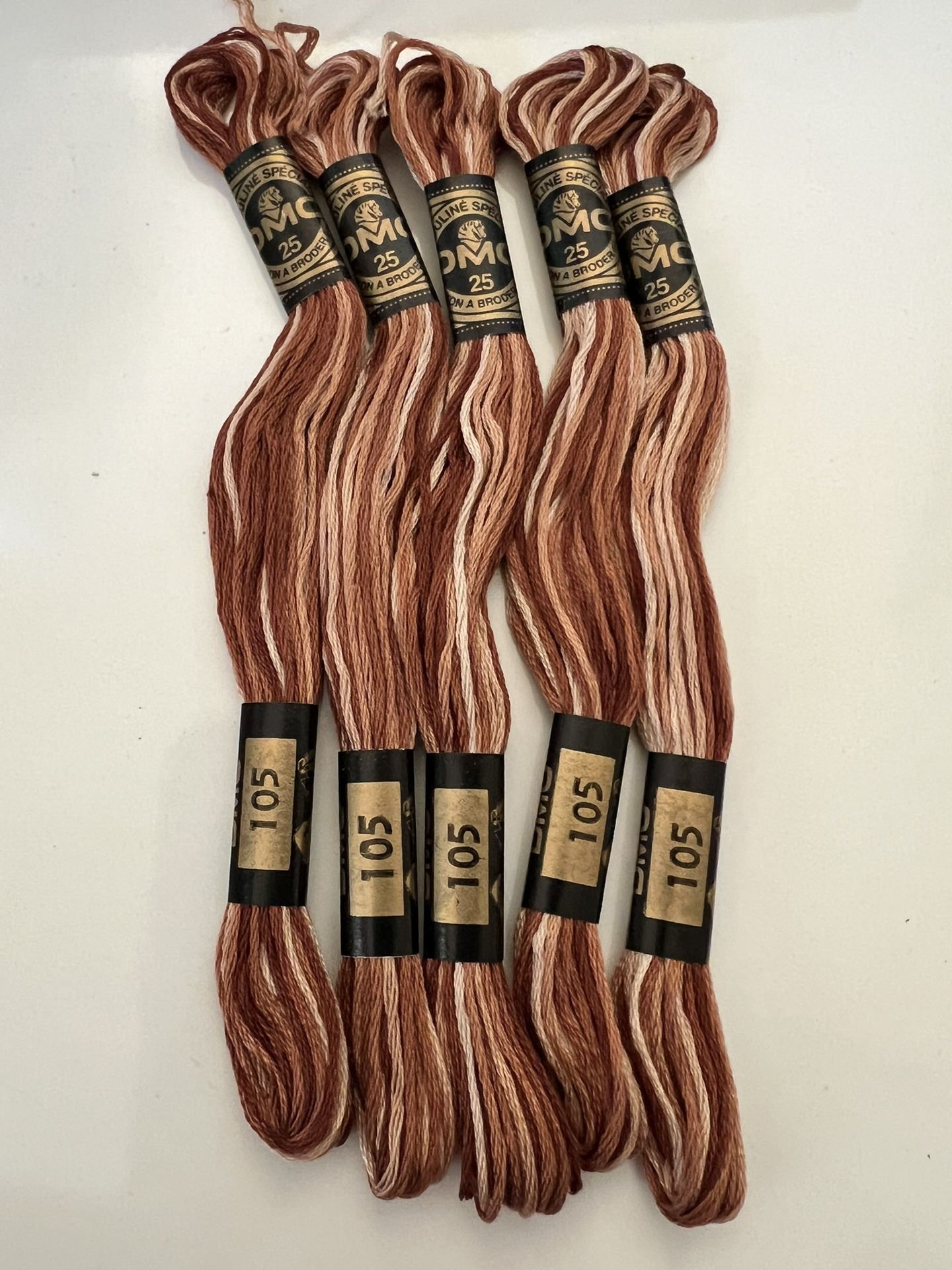 DMC Embroidery Floss Color 105: Variegated Tan/Brown - Lot of 5 New