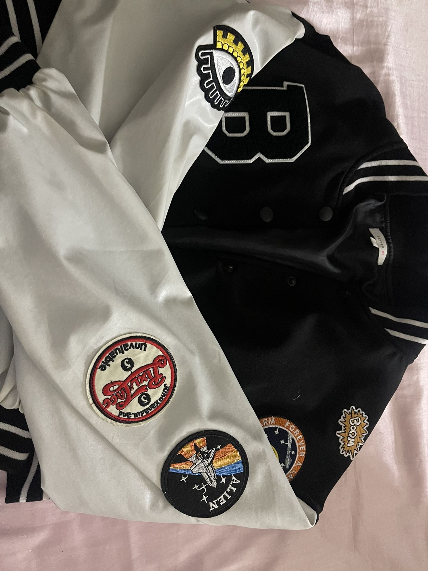 Cropped Bomber Lettermen Jacket