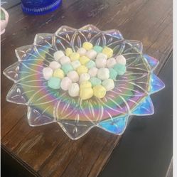 Title* Set of 4 Vintage 1960s Federal Glass Iridescent Plates