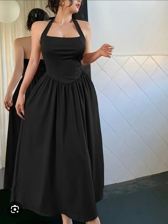 Beautiful Anckle Length Black Gothic Elegant Dress Size Medium Large