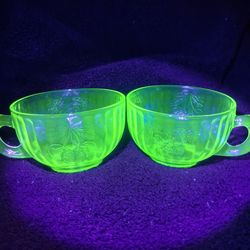 Uranium Glass Teacups (2)