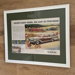 Vintage Framed And Matted 1959 Mercury Country Station Wagon Ad