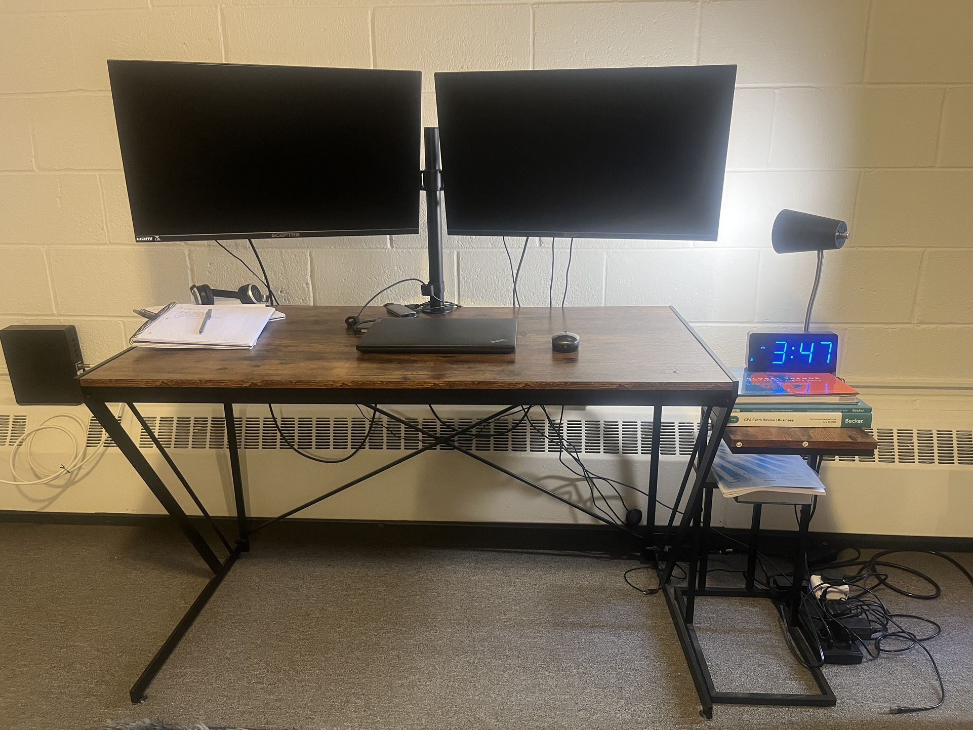 Computer Desk Foldable Home Office Table 47 Inch, Portable Study Writing Desk