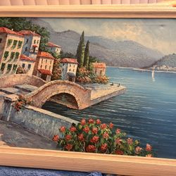 Villa Sea Side Oil Painting $75