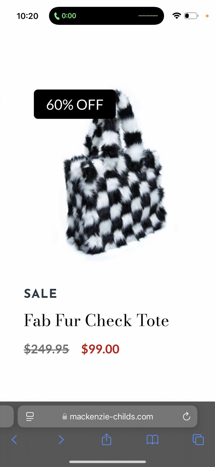 Mackenzie Childs Fab Fur Tote Bag