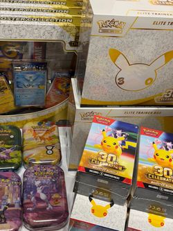 Price in description Pokemon 30th Celebration TCG Cards ETB Booster Bundle Mini Tin Poster Collection
