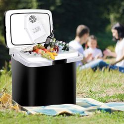 26L Ice Car Cooler Mini Thermoelectric Cooler 28Qt Camping Refrigerator, Black