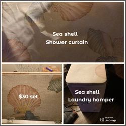 Matching Sea shell 🐚 hamper/shower curtain combo