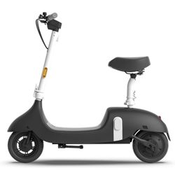 OKAI EA10 Electric Scooter with Seat | Adult Retro Style Moped | Removable Battery | Up to 25 Mile Range & 15.5 MPH | 750W Peak Power | 10" Vacuum Tir