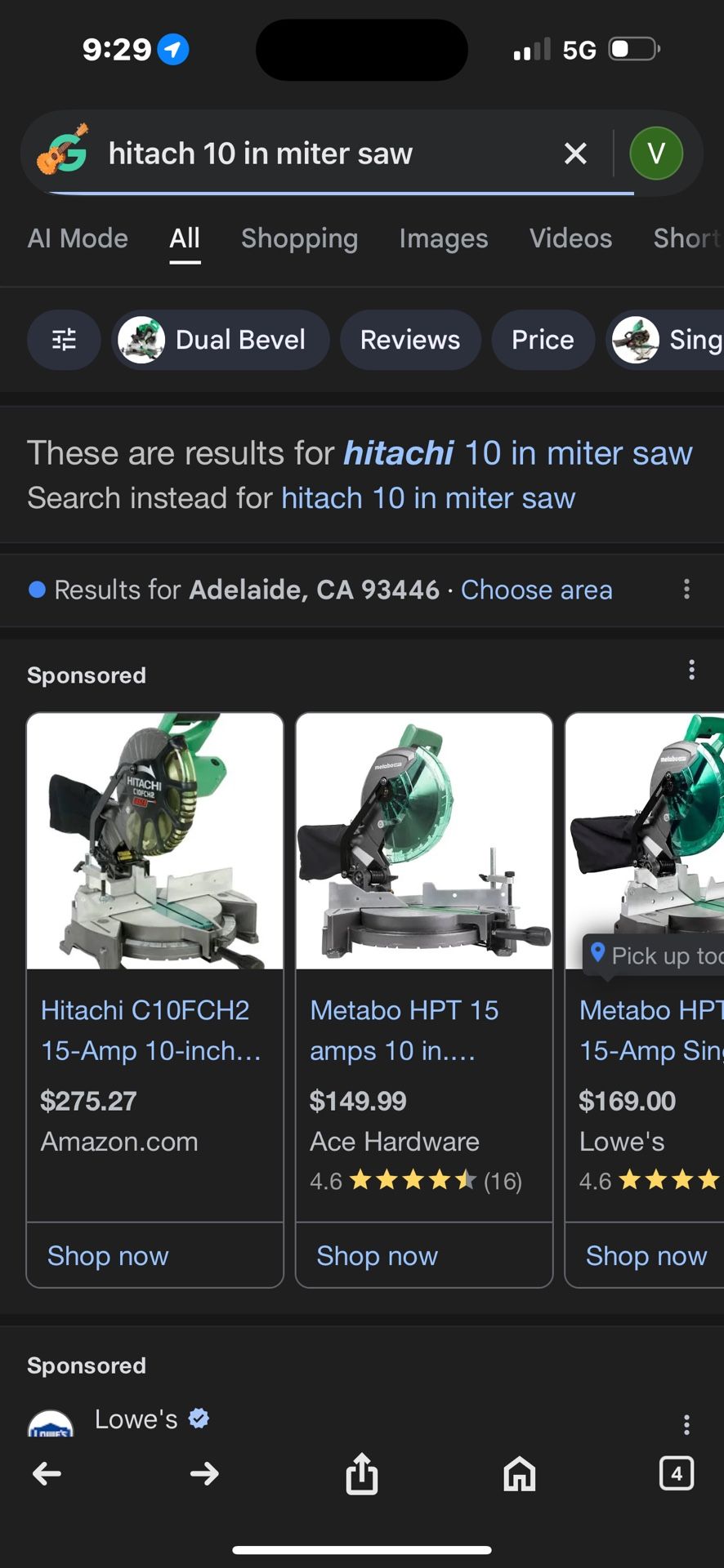 Hitachi 10 Inch Miter Saw