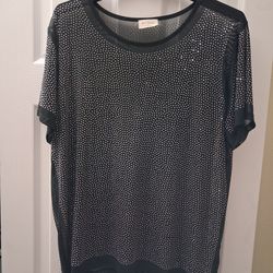 Rhinestone mesh shirt 3x