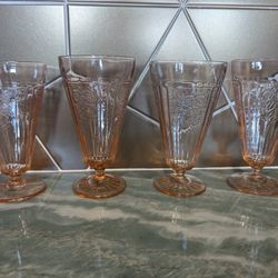 Mayfair Pink Iced Tea Glasses - Depression Glass Anchor Hocking Antique