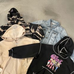 Girls Size 10 Jackets And Hoodie Bundle 