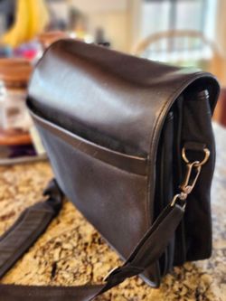 Black Leather and canvas Computer bag
