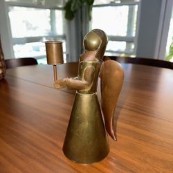 Vintage Copper and Brass Angel Candle Holder 