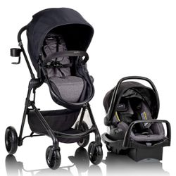  Evenflo Pivot Modular Travel System with LiteMax Infant Car Seat with Anti-Rebound Bar (Casual Gray)