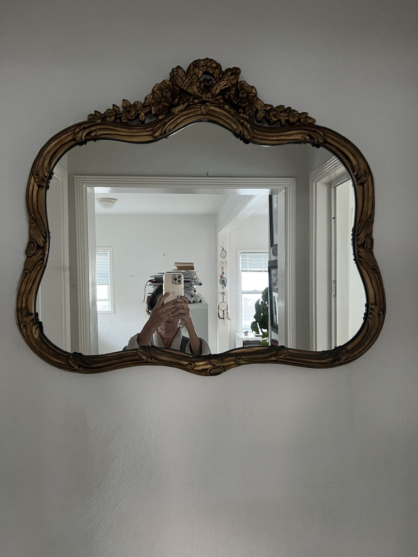 Antique Mirror With Beveled Glass 