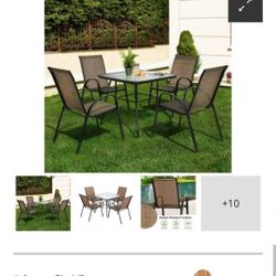 Glass Top Patio Set And Chairs. 