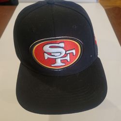 San Francisco 49ers  Snapback Hat Cap One size fits most 100% Cotton. 
Made in PRC . See the photos for details.