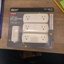 Remote Operated 2 Outlet Wall Adapters, 3 Pack