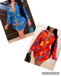 Stylish Turndown Collar Letter Print Button Down Mini Shirt Dress