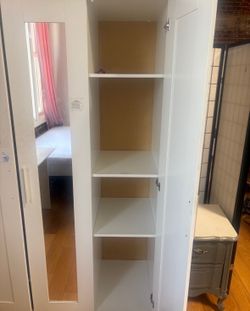 WHITE IKEA BRIMNES WARDROBE WITH MIRROR - 46” x 19 3/4” x 74 3/4”
