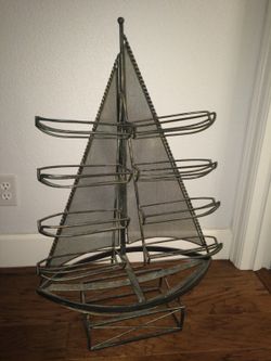 Handmade Iron sailboat wine rack