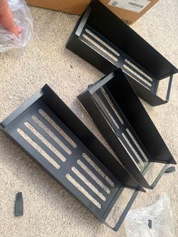 Set of 3 Magnetic Spice Storage Rack Organizer for Refrigerator and Oven, Moveable Magnetic Spice Organizer, Black Metal Strong Magnetic Shelf for Fri