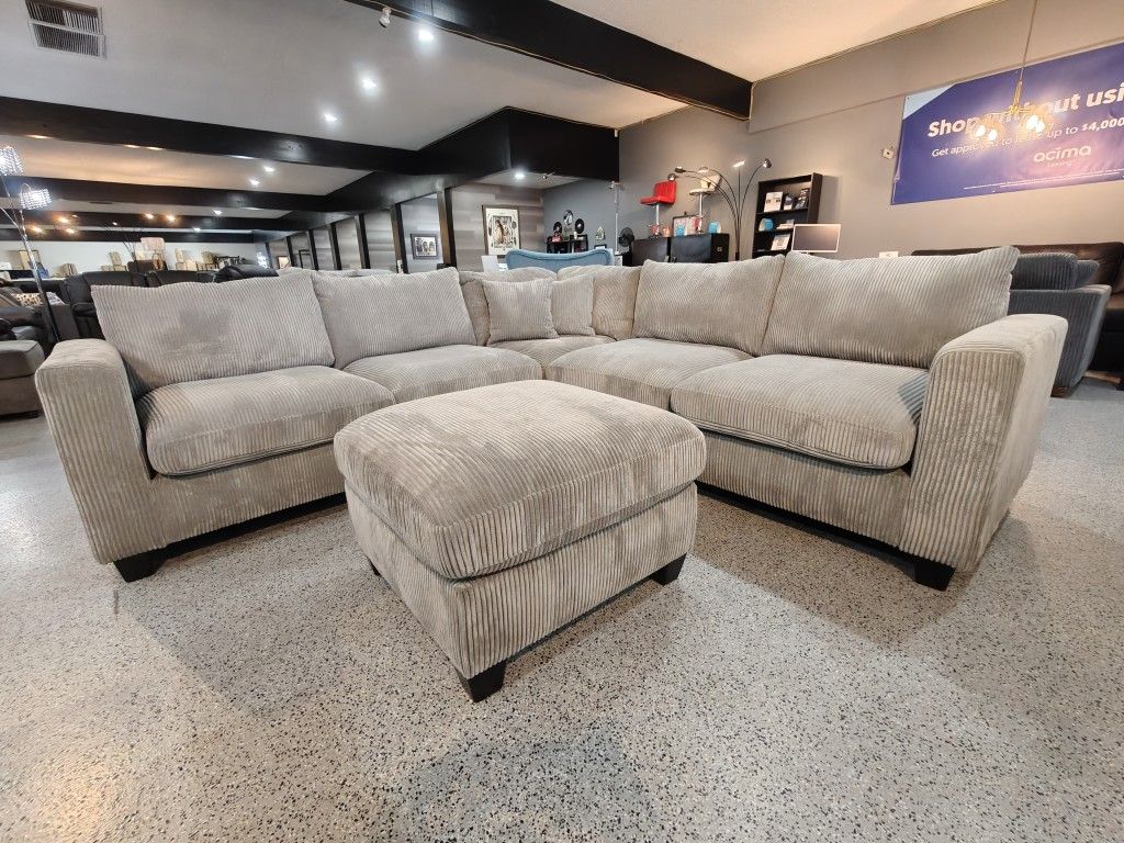 Gray Corduroy Sectional