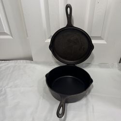 Lodge Cast Iron #8FS D Combo Skillet Chicken Fryer Double Skillet W/ Lid