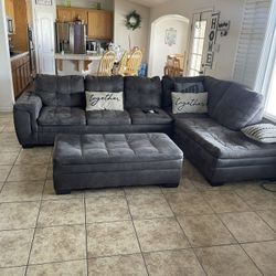 Grayish Section W/ Ottoman 