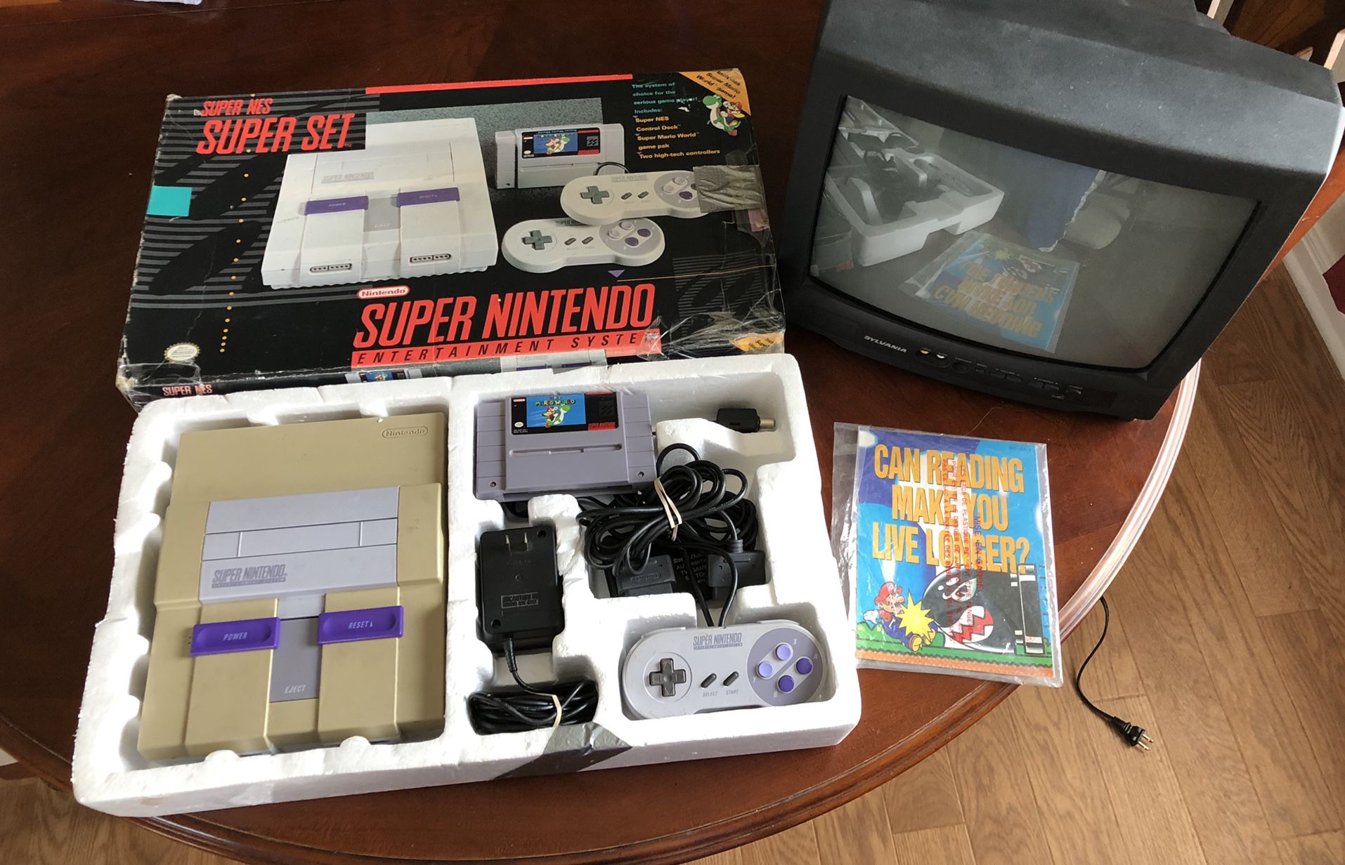 Super Nintendo System SNES Console Super Mario World Set - Read Description