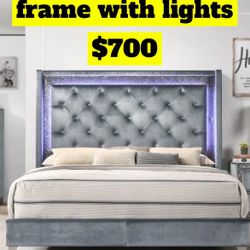 Queen Bed Frame With Led Lights ( No Mattress Includes )