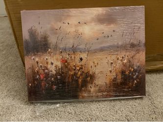 Rustic Wildflower Meadow Canvas Wall Art – Landscape Canvas Print (16”×12”)