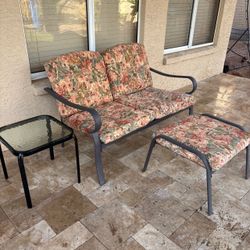 Patio Set - Chair, Side Table, Foot Rest - Outdoor