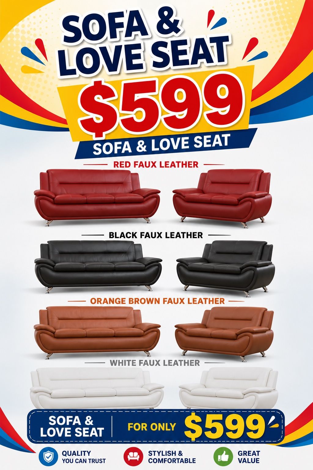 ๐ฅ MODERN SOFA & LOVE SEAT SETS ๐ฅ Upgrade your living room without breaking the bank!