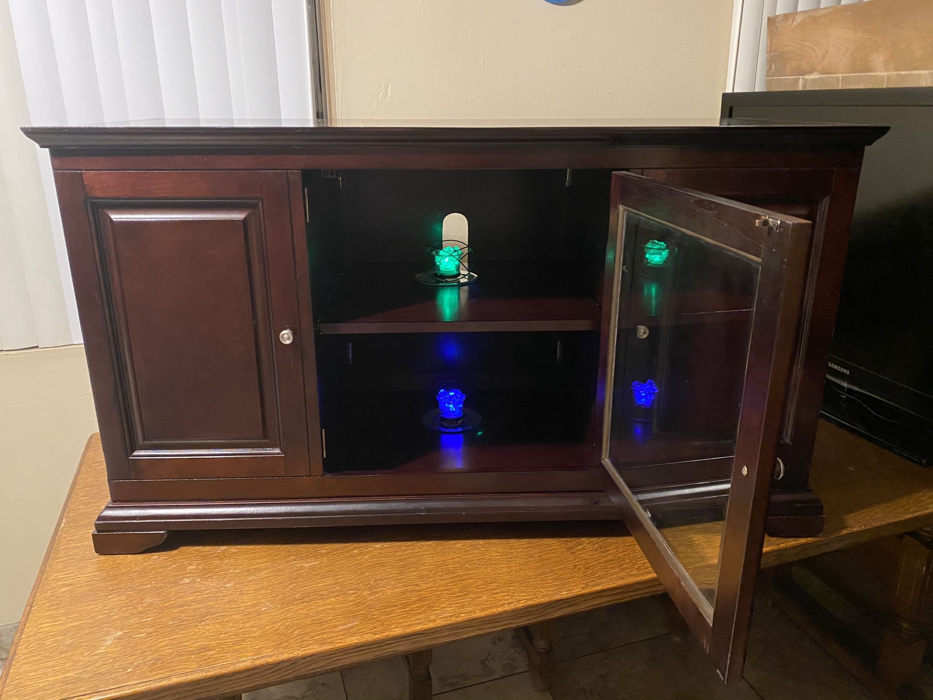 Cherrywood cabinet (real Wood) And with shelves on each end and middle. Check out my other items on my profile page
