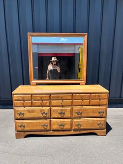 Vintage Birchfront Nevamar Tops Dresser & Mirror